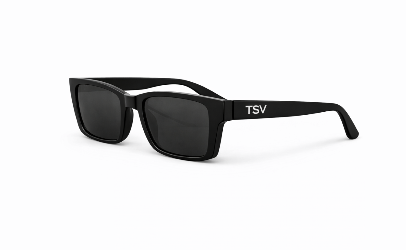Black Rectangular Frame with Black Lenses