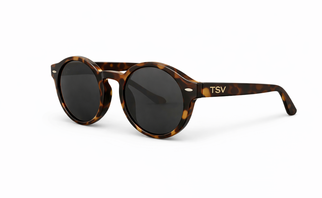 Tortoiseshell Oval Frame with Black Lenses